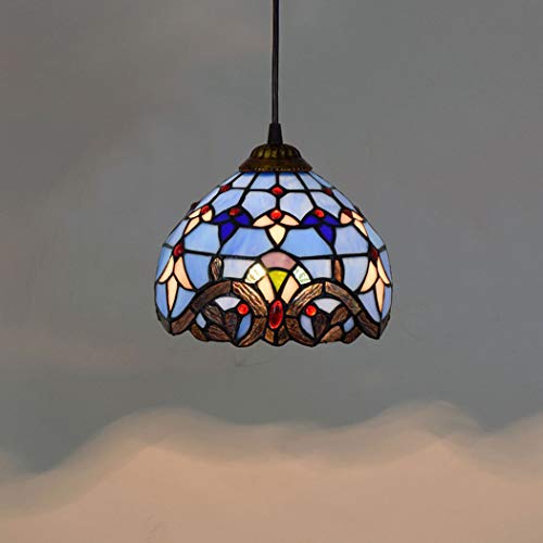 Lustre Tiffany bleu de 20cm en vitrail, le cadeau d'anniversaire créatif pour la maison