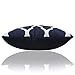 PONY DANCE Decorative Throw Cushion Cover - Handmade Cotton Embroidered Pillow Cover for Couch Morocco Lattice Pillowcase Including Hidden Zipper Design, 18 x 18 inches, Navy Blue & White, 1 PC