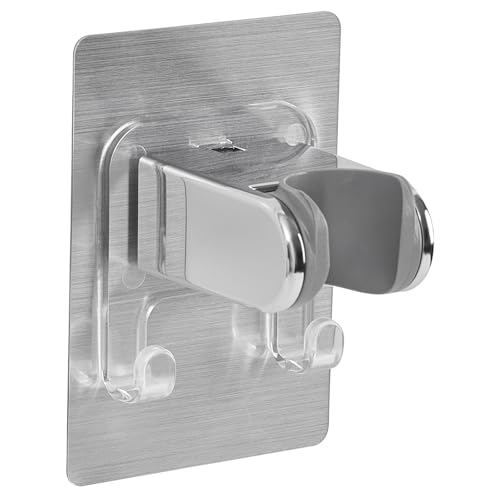 OFFO Duschkopfhalter, mit Doppelhaken, verstellbare Handbrausehalterung, starker, wasserfester Klebstoff, Ersatz-Wandhalterung für Duschbrause für Bidet-Badezimmer, Chrom