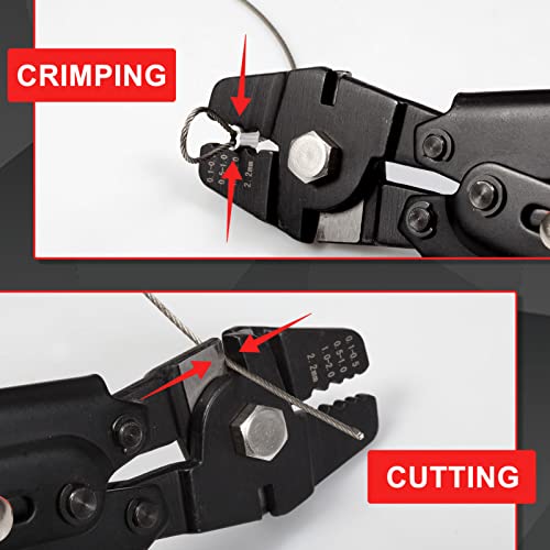 LEONTOOL Fishing Wire Rope Crimping Tool with Wire Cutters 10-Inch Heavy Duty Cable Crimping Tool Aluminum Crimping Sleeves Fishing Crimping Tool for Copper Aluminum Wire Loop Sleeve 0.1mm-2.2mm - Image 3