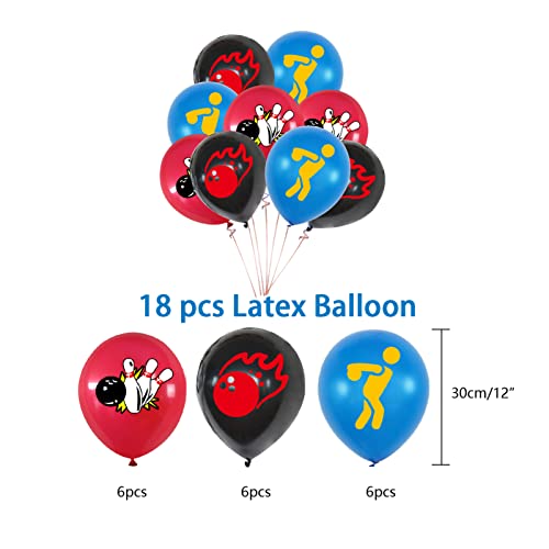 Bowling Theme Party Supplies Set Including Bowling Happy Birthday Banner, Bowling Cake & Cupcake Toppers, Bowling Balloons, Bowling Party Decorations For Kids Adults Teens #TOP4