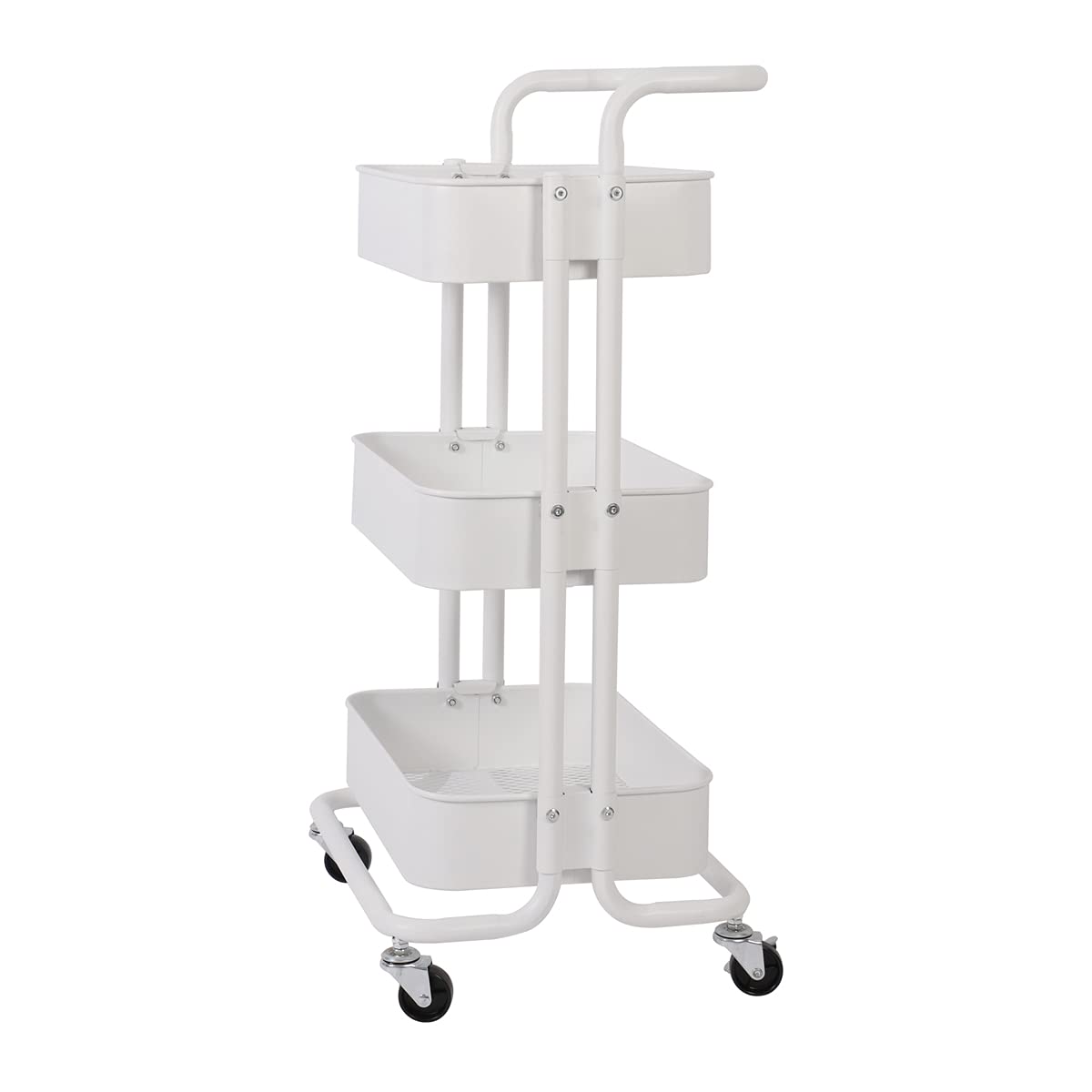 T-LoVendo Carro De Cocina Metalico con Ruedas. Carrito Auxiliar Multiuso.3 Cajones de Almacenamiento. 85x43x37cm. Ideal para Frutas, Verduras, Cocina, Salón, Oficina. Color Blanco
