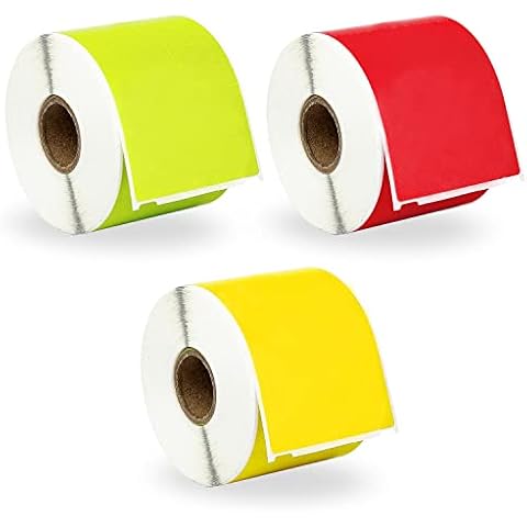 HOUSELABELS Compatible DYMO 30256 RED, Yellow, Green Shipping Labels (2-5/16" x 4"), Strong Permanent Adhesive, Compatible with DYMO LW 450, 4XL, Rollo & Zebra Desktop Printers, 3 Rolls /900 Labels Cover