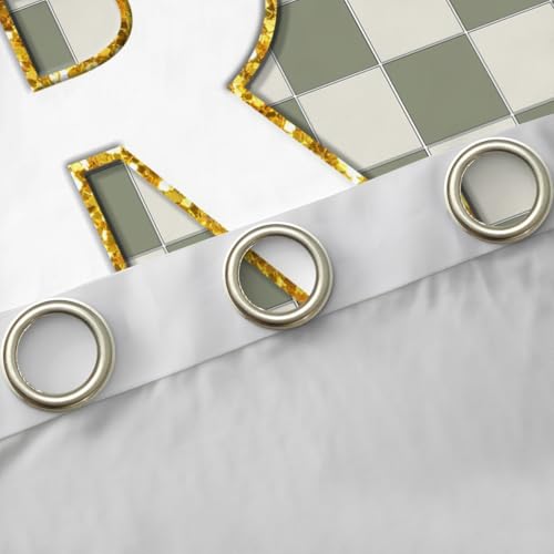 Image of Erosebridal Sage Green Checkered Window Drapes Plaid Initial R Blackout Curtains 42 inch Wx84 L Personalized Monogram Curtains for Bedroom Living Room,Grids Gingham Window Treatments 2 Panels