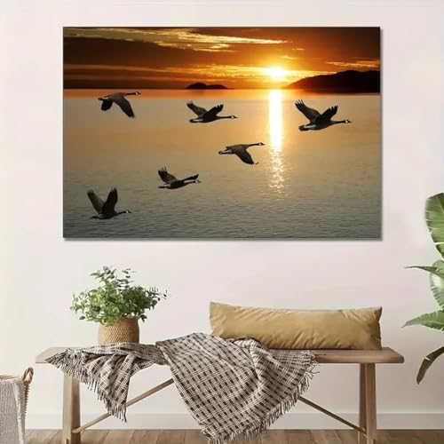 Toile oies canadiennes coucher de soleil impression premium - 2