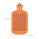 Relaxdays Wärmflasche, 2 Liter, ohne Bezug, Kinder & Erwachsene, Gummi, Warmwassertasche mit Schraubverschluss, orange