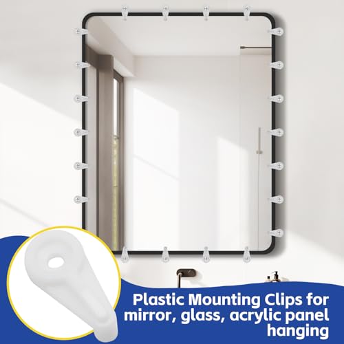 Image of 50pcs Mirror Hanging Clips, Glass Retainer Clips, Plastic Mirror Mounting Clips Hanging Hardware for Fixing Window Glass Cabinet Door (Clear)