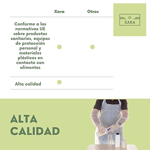 XARA - Ärmelabdeckung aus Polyethylen, 0,02 mm, verstellbar, Einwegschutz für Arme und Ärmel, von Hand versiegelt, Weiß, 100 Stück