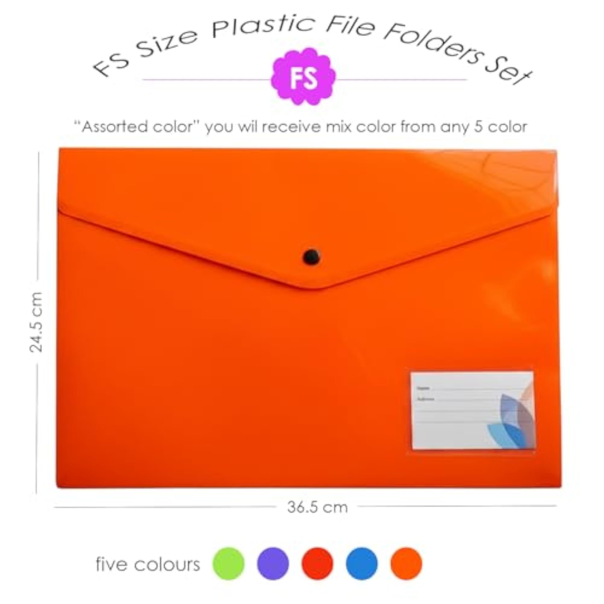 A4 Plastic File Folder Document Organizer with Snap Button