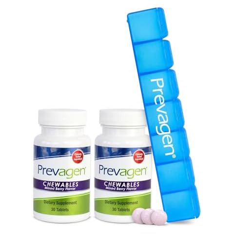 Prevagen Regular Strength 10mg, 30 Chewables |Mixed Berry-2 Pack| with Apoaequorin & Vitamin D and 7-Day Pill Minder Cover
