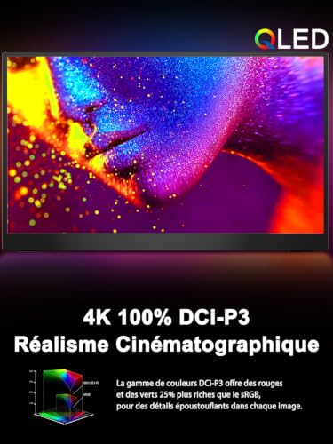 UPERFECT 17,3 Pouces 4K QLED Écran Portable 1500:1 500 Nits 100% DCI-P3 – vue 3