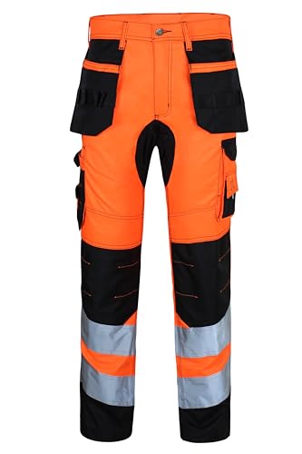 Pantalon de travail haute visibilité homme avec bandes réfléchissantes pour chantier