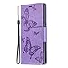 Produktbild Sony Xperia 10 Hülle, SONWO Schmetterling Blumen Muster Schutzhülle PU Leder Brieftasche Kratzfestes Ledertasche für Sony Xperia 10 mit Ständer und Kartenfach, Violett