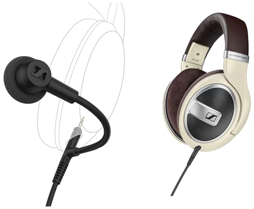 Sennheiser headphone bundle HD 599 Around-Ear Open Back Headphones HD 500 BAM, plug-in Boom Arm Microphone for Gaming and Calls