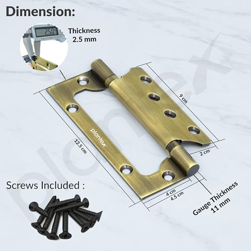 Image of Plantex Butterfly Hinges for Door /Stainless Steel Door Hinges /5 Inch x 14 Gauge Hinge /2.5 mm Hinges for Home /Office /Hotel /Non-Mortise Hinge - Pack of 6 (Brass Antique)