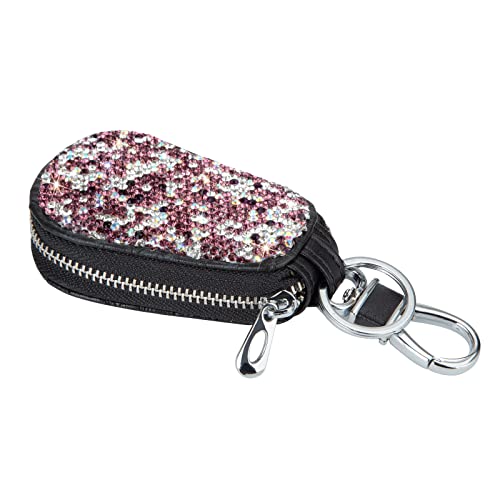 Bling Bling Car Key Chain Case Premium Leather Coin Holder Zipper Case Remote Wallet Bags, Apurple, One Size