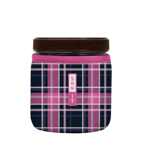 Sok It IceCreamSok Insulated Neoprene Cover (Berry Plaid, Fits Talenti 16oz Pints)