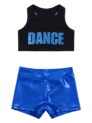 YEAHDOR Kids Girls' 2-Pieces Gymnastics Dancing Crop Top Bra with Shorts Sets Athletic Sports Outfits Dancewear3