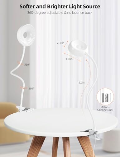 Image of LiFMIRA Clip on Light, LED Reading Light for Beds Headboards, Flexible Clip on Lamp with Clamp,3 Color Modes & 10 Brightness Eye-Friendly Book Light Reading Light for Books in Bed Bedside Desks White