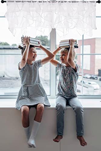 Pearage Ruffled Voile Semi Sheer Curtain Valance, Kitchen Living Room Shabby Chic Ruffle Valance Curtains, Girls Daughters Bedroom Cascade Window Valance Ivory 50X16 Inches #TOP4