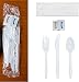 250 Plastic Cutlery Packets - Knife Fork Spoon Napkin Salt Pepper Sets | White Plastic Silverware Sets Individually Wrapped Cutlery Kits, Bulk Plastic Utensil Cutlery Set Disposable To Go Silverware
