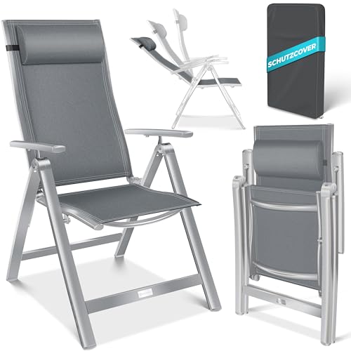 KESSER® Gartenstuhl Hochlehner mit Armlehnen Aluminium Klappstuhl mit...