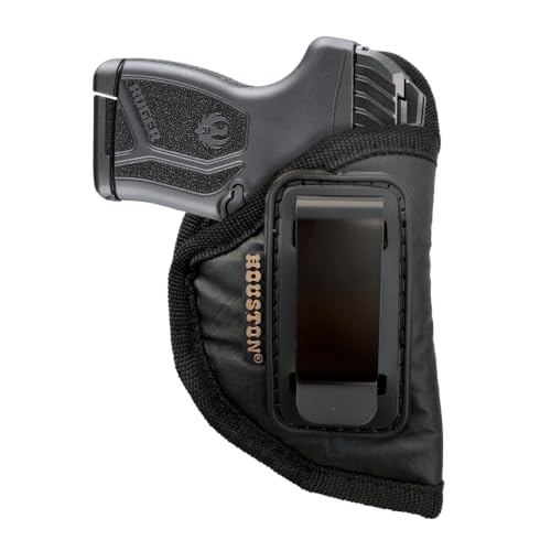 Houston Gun Holsters for Small .380 Pistols – ECO Leather IWB Concealed Carry Holster for P3AT Sig P238 S&W Bodyguard Ruger LCP Kahr P380 Beretta Pico – Inside Waistband Fit with Metal Clip – Right