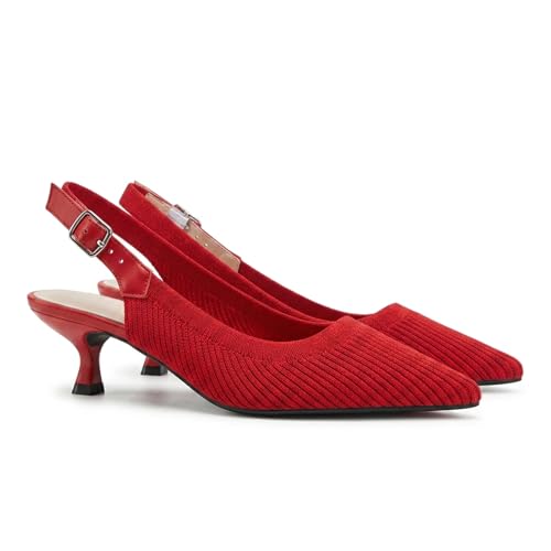 Image of youngshow Women's Slingback Kitten Heels for Work