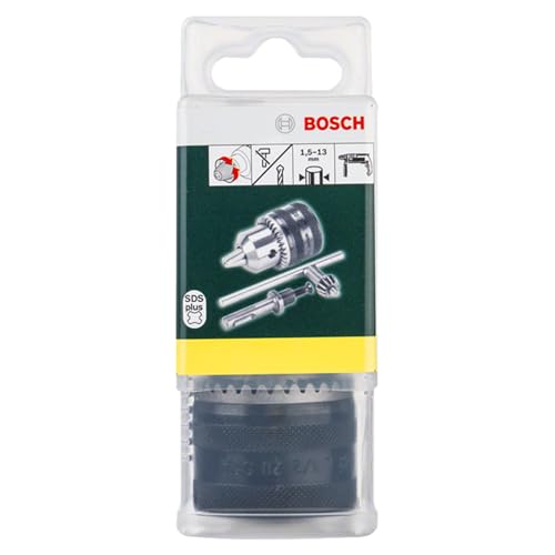 Bosch 1x SDS Plus-Adapter with Drill Chuck (1.5 - 13 mm, inkl. Key, Without Impact Function, Accessories for Rotary Hammers with Impact Stop)