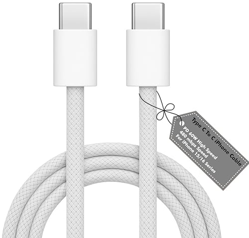 Image of AINE 20W PD USB-C Charger with C to C Nylon Cable | Fast Charging for iPhone 16 /15 Pro Max /iPad Pro /Air 5 /Mini | Supports 27W Power Delivery | Original Charging Speed, White