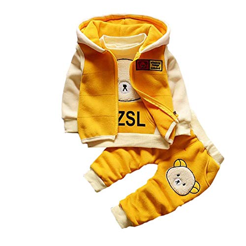 Preisvergleich Produktbild Gyratedream Baby Kleidung Set Junge Bekleidungssets Mädchen Trainingsanzüge Dickes T-Shirt Sweatshirt + Hoodie Zip Up Weste Tops + Hose 3Pcs Outfits für 1-5 Jahre Kinder