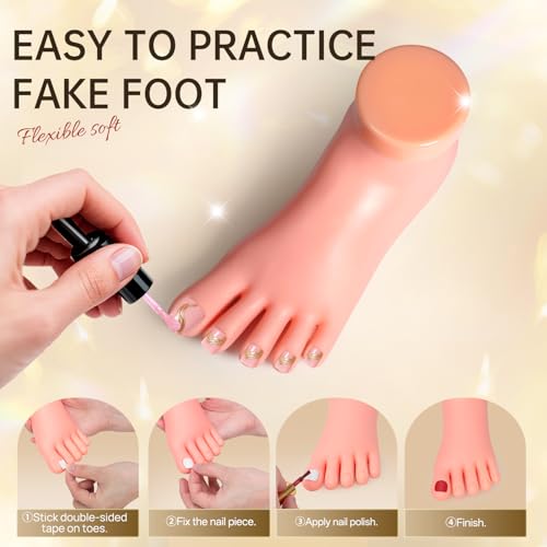 Image of AORAEM Practice Fake Foot Flexible Movable Soft Silicone Fake Foot Tool for Nail Art Training Display