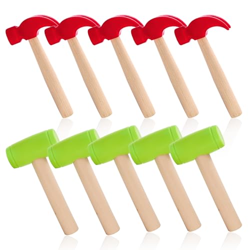 Nagpew 10 Pack Kids Hammer Toy, Wooden Small Simulation Maintenance Tools, Pretend Play Educational Toys for Teens Girls Boys School Games Supplies
