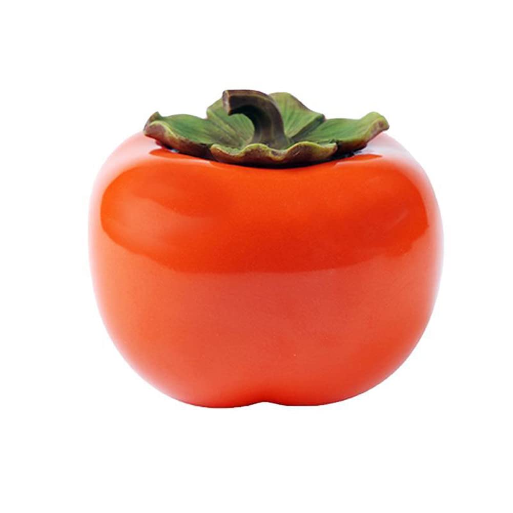 Ceramic Tea Storage Can Persimmon Shape Tea Jar Tea Pot Food Storage Container with Lid for Loose Tea, Spices, Coffee, Herbs (1 Piece)