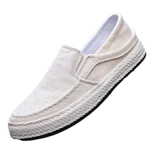 Espadrilles Plates en Toile,Chaussure Toile Homme sans Lacets,Hommes Toile Espadrilles Mocassins,Espadrille Homme Respirantes,Espadrilles Slip-on Classiques...