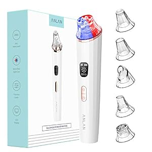 ANLAN Limpiador de Poros Limpiedor Facial Eléctrico con Luz Azul y Roja, Blackhead Remover Succionador de Puntos Negros…
