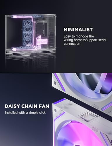 Image of AsiaHorse Dawn Pro 120mm Case Fan, ARGB PWM 1850RPM / 68CFM Airflow, Forward & Reverse Blade Design, Low Noise, Precision HDB Bearings High Performance Unit PC Fan Modular Daisy Chain