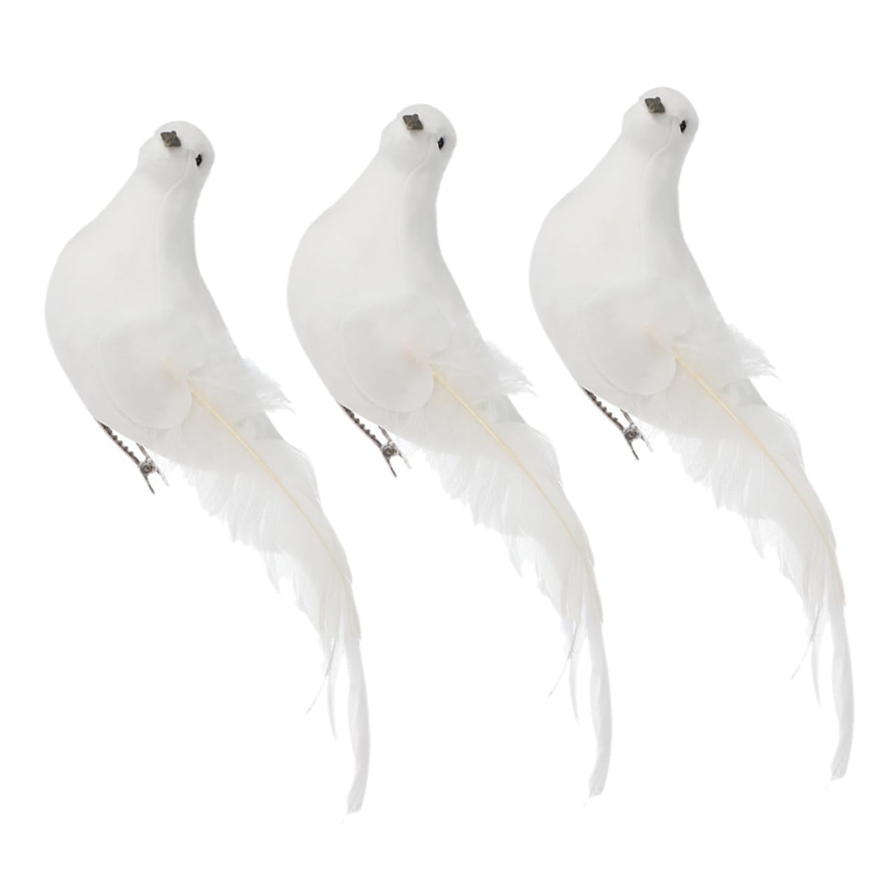 Pigeons artificiels lot de 3 avec pince pour décoration de mariage et jardin