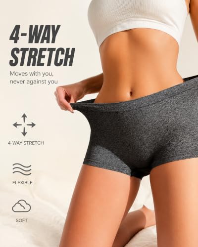 Image of Womens Boyshorts Underwear Seamless Boxer Briefs Full Coverage Soft Stretch Boxer Shorts For Women 4 Pack