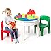 DREAMADE Tavolo da Gioco Multicolore per Bambini,Tavolo da Costruzione Multifunzionale,Tavolino con Blocchi e 2 Sedie per Varie attività,Adatto Anche per Studio