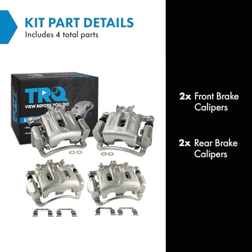 Image of TRQ Front and Rear Brake Caliper Set Zinc Coated Brackets Compatible with 2012-2015 Chevrolet Captiva Sport 2007-2009 Equinox 2007-2009 Pontiac Torrent 2008-2010 Saturn Vue