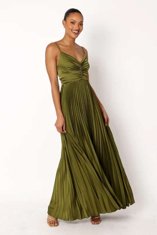 Pleated Satin Bridesmaid Dresses Long Maxi Dress Aline Formal Evening Gown2
