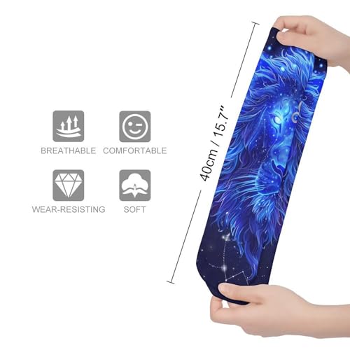 Leo Constellation Blue Lion 1 Pairs Warm Socks Printed Over The Calf Sock Breathable Knee Outdoor Sport Socks2