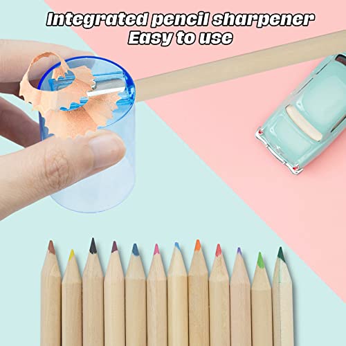 CIOUYAOS 8 Pack*12 Farben Buntstifte Kinder Set, Cute Klein Tragbare Vorgespitzte Zeichenstifte mit Spitzer, Colored Pencils Farbstifte für Erwachsene Kinder Zeichnung Skizzieren Schule Geschenk