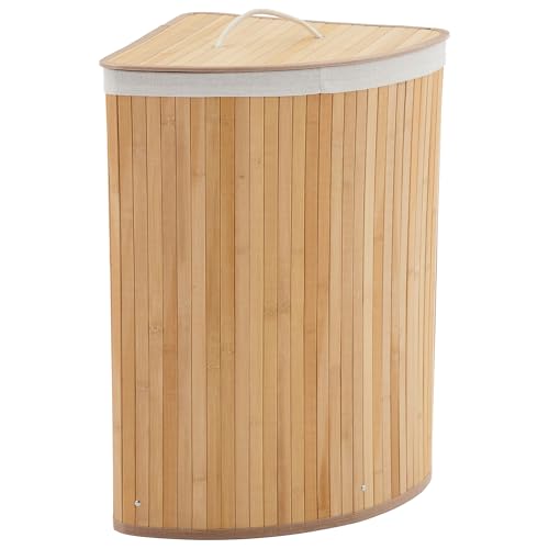 Amenitlif Bamboo Laundry Hamper Large 58L with Removable 2-Section Liner, Foldable Storage Basket...