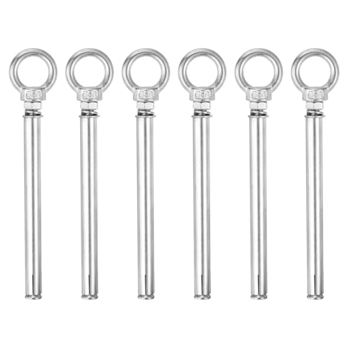 Image of uxcell Ring Lifting Expansion Eyebolt, 6pcs M6x120mm 304 Stainless Steel Expansion Screw with Eye Ring for Concrete Brick Wall