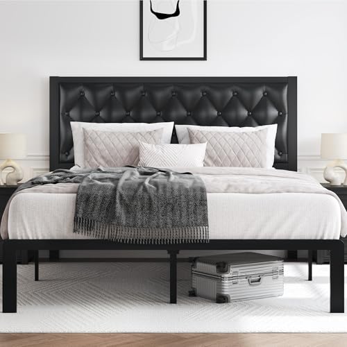 HISOFT Button Tufted Queen Bed