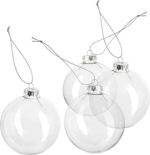 VBS 4er-Pack Glaskugeln transparent Ø 8 cm Weihnachtskugeln...