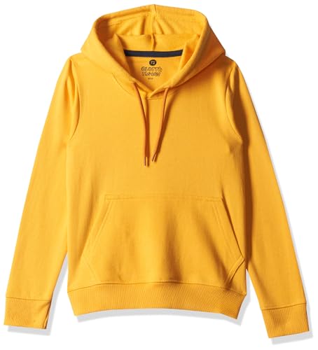 Image of Solid Cotton Fleece Girls Hooded Neck Sweatshirt with Kangaroo Pocket