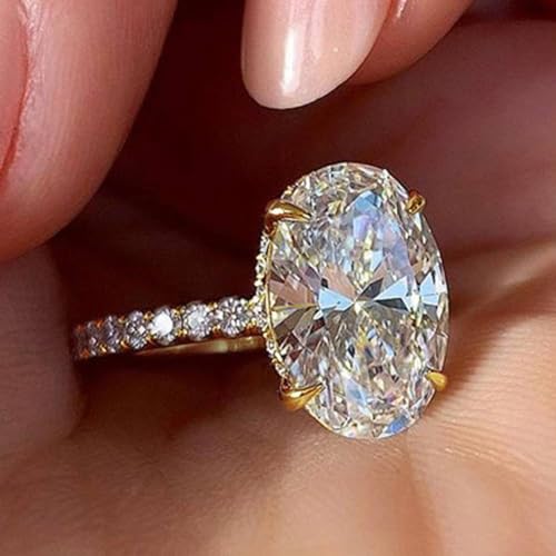 Temperament Women's Promise Rings with Bright Oval Zirconia Luxury Wedding Band Accessories